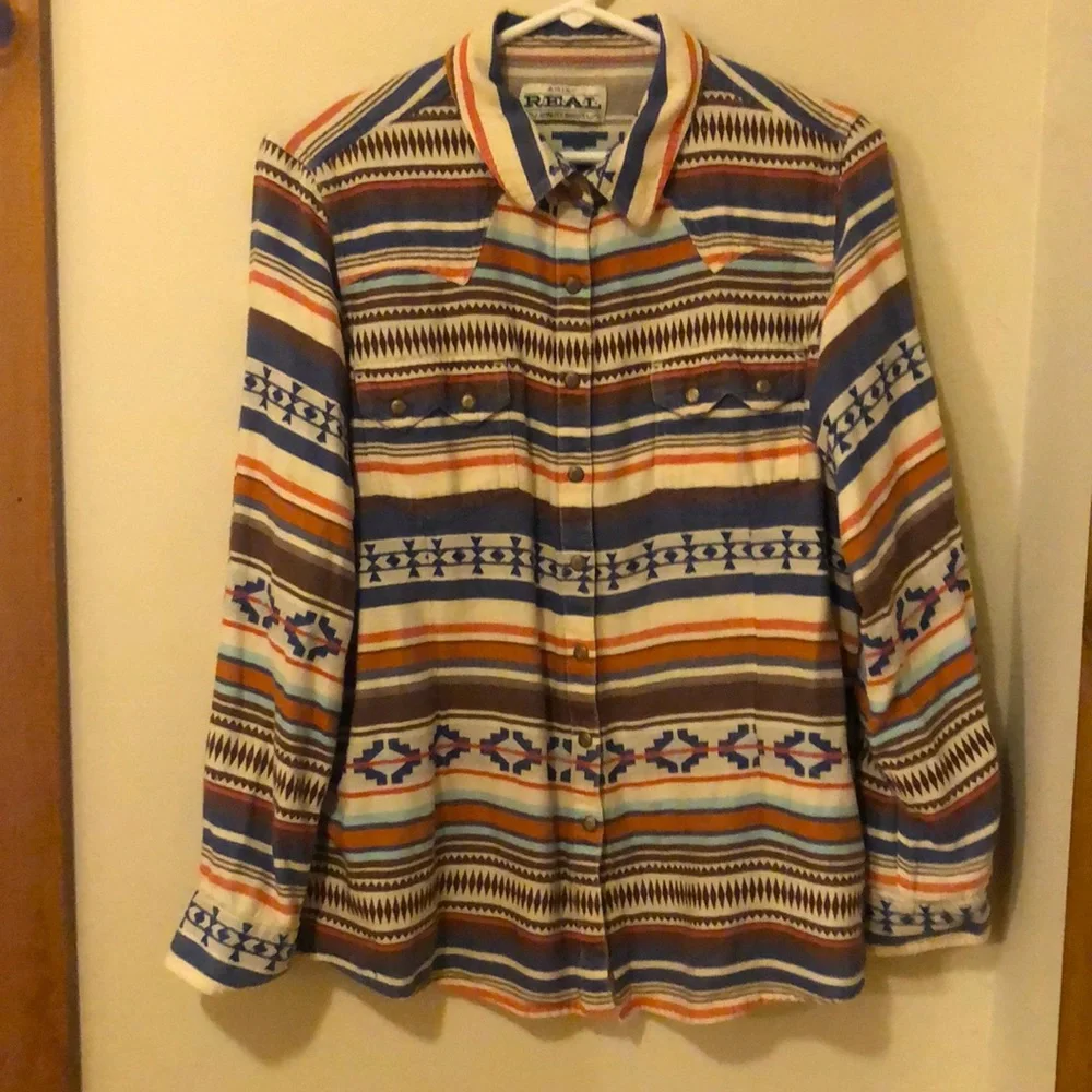 Ariat Real Tribal western wear, snap button down shirt XL - Picture 1 of 5